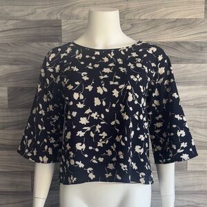 Papermoon Navy and Cream Floral Blouse